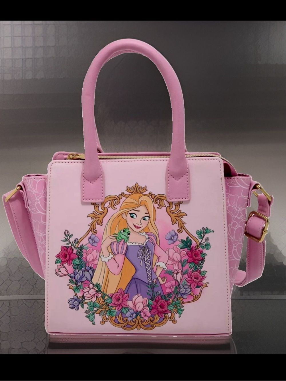 NEW w Tags Loungefly Disney RAPUNZEL PASCAL Tangled Satchel Tote Crossbody Bag